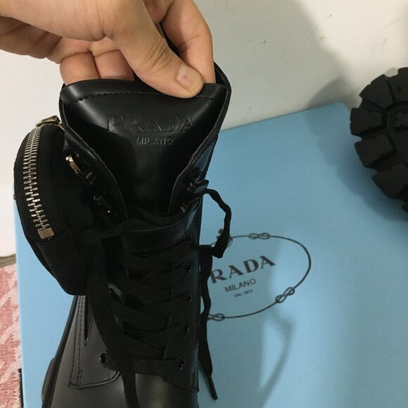 Prada women's black boots loafers - Picture 7 of 9